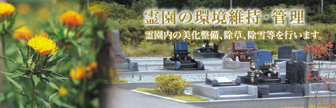 霊園の環境維持・管理 霊園内の美化整備、除草、除雪等を行います。
